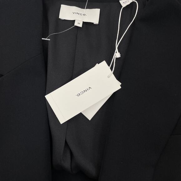 Vince Crepe One Button Blazer Jacket Flap Pockets Black Size 20 - Picture 10 of 11